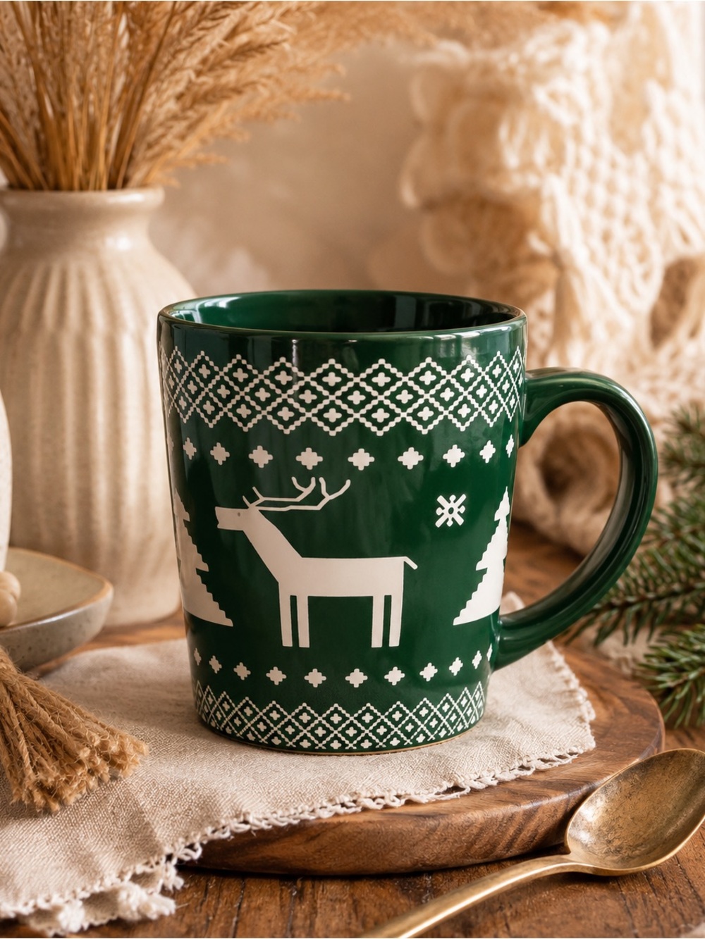 Christmas Winter‎ Reindeer Tree & Snowflake Coffee Mug By Great Gathering